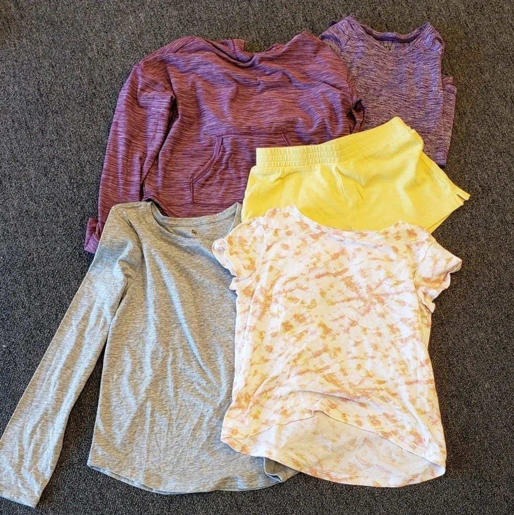 Girls Athletic Athleisure Bundle Size 7/8 Gymboree Old Navy Danskin Tops Short